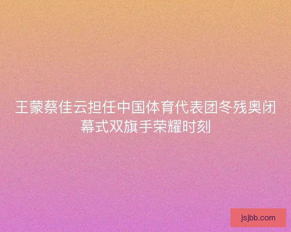 王蒙蔡佳云担任中国体育代表团冬残奥闭幕式双旗手荣耀时刻