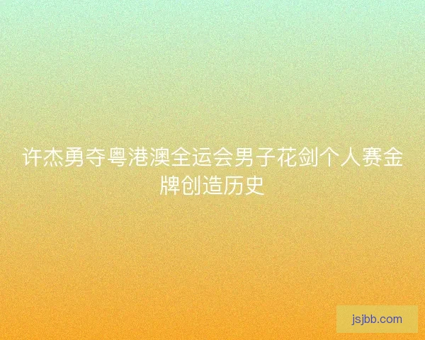 许杰勇夺粤港澳全运会男子花剑个人赛金牌创造历史
